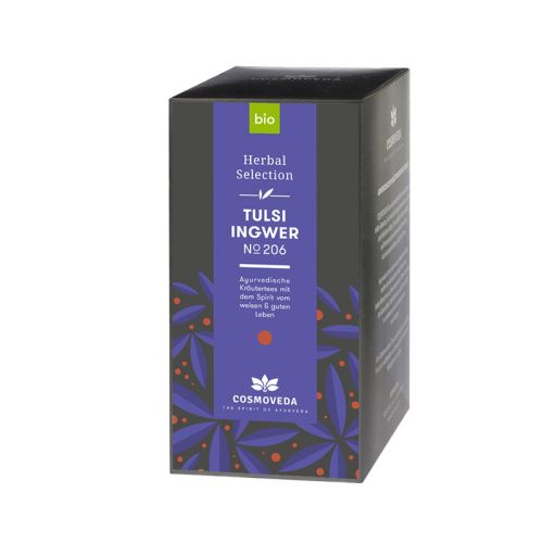 Thé Tulsi gingembre, bio Tisane bio 25 sachets Cosmoveda 