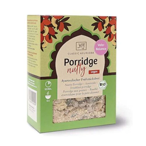 Porridge nussig, Bio Ayurvedischer Frühstücksbrei mit Nüssen (ohne Zusatz von Zucker) 480 g / 6 Portionen Classic Ayurveda 