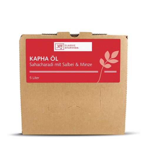 Huile de massage Kapha - Sahacharadi, 5 l Huile de massage ayurvédique traditionnelle à la sauge et à la menthe 5 litre Classic Ayurveda 