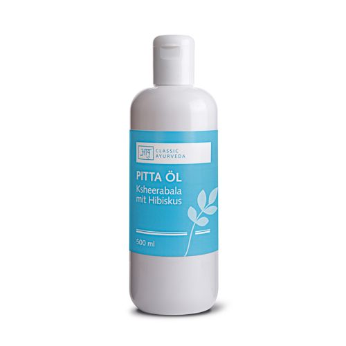 Huile de massage pitta - Ksheerabala, 500 ml Huile de massage ayurvédique traditionnelle à l'hibiscus  Classic Ayurveda 