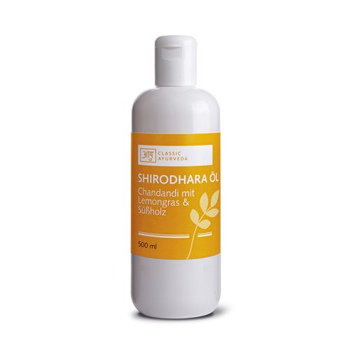 Huile de massage Shirodhara - Chandandi, 500 ml Huile de massage ayurvédique traditionnelle à la citronnelle & à la réglisse  Classic Ayurveda 