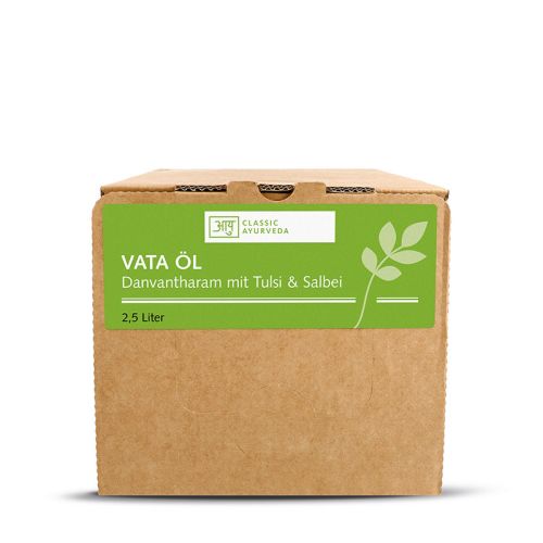 Huile de massage Vata - Danvantharam, 2.5 l Huile de massage ayurvédique traditionnelle au tulsi & à la sauge 2.5 litre Classic Ayurveda 