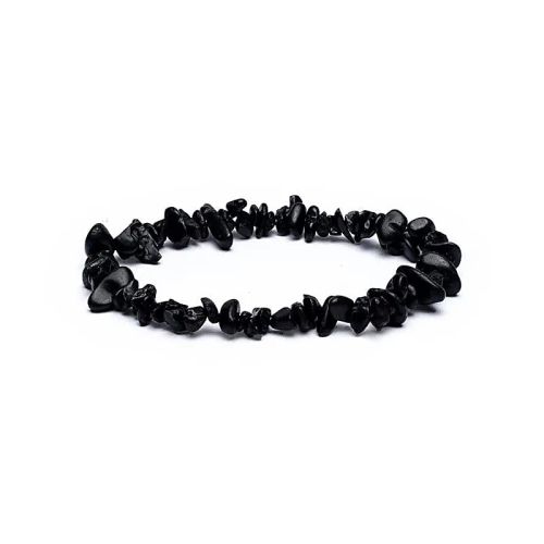 Bracelet éclat de tourmaline noire Bracelet élastique avec éclats de pierres semi-précieuses 1 pièce  