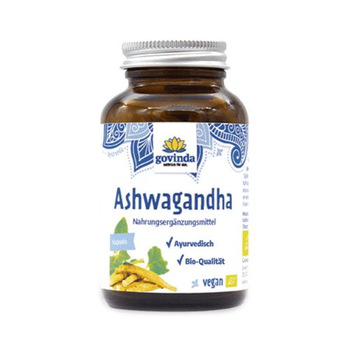 Ashwagandha, Bio Nahrungsergänzungsmittel mit ayurvedischen Pflanzenteilen 90 Kapseln / 45 g Govinda 