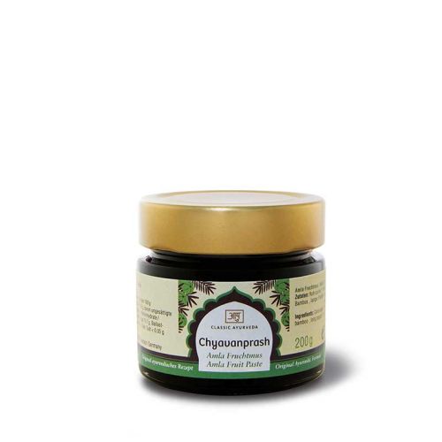 Chyavanprash, pâte de fruits amla Complément alimentaire ayurvédique à base de pâte de fruits et de plantes. 200 g de pâte Classic Ayurveda 