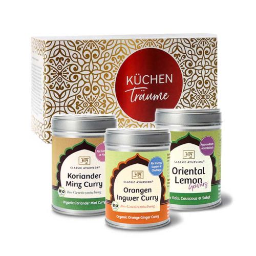Trio de curry, bio Boîte de trois épices pour curry  Classic Ayurveda 