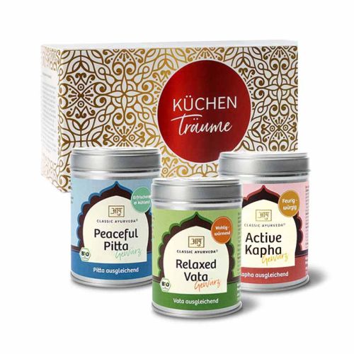 Trio Dosha Balance, bio Boîte de trois épices dosha 3 x 70 g Classic Ayurveda 