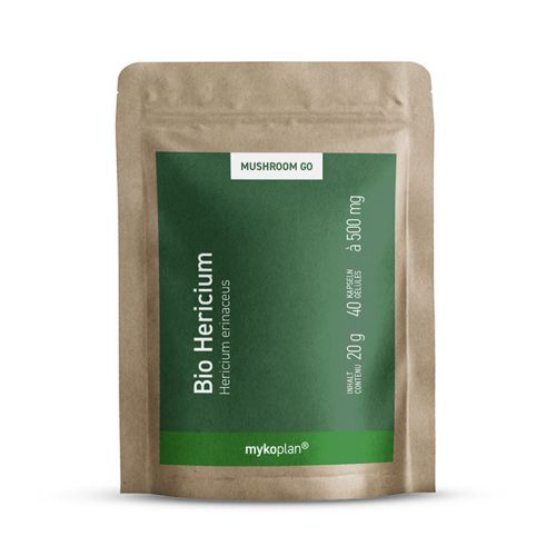 Hericium, bio - Mushroom GO Champignons vitaux 20g / 40 capsules à 500 mg Mykoplan 