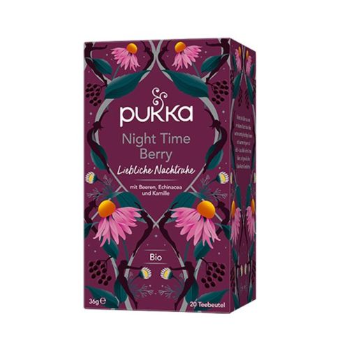 Infusion Baies du soir, bio Thé aux fruits bio à base de baies, d’échinacée et de camomille  20 sachets/ 36g Pukka 