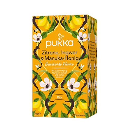 Citron, Gingembre et Miel de Manuka, Bio Tisane biologique 20 sachets / 40g Pukka 