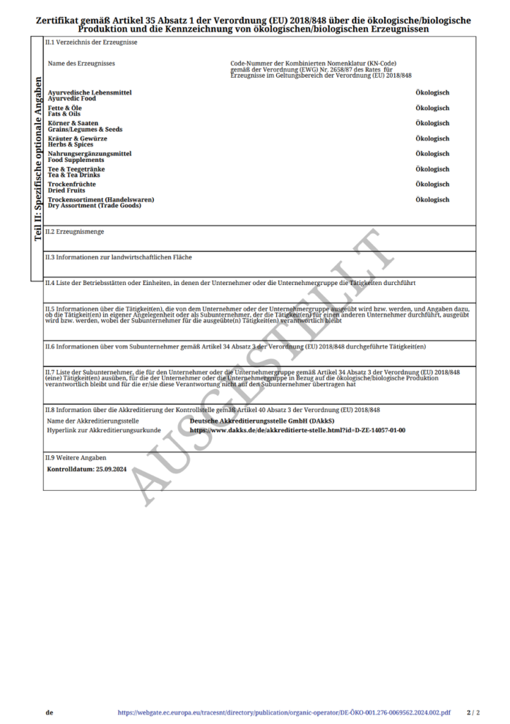 Bio-Zertifikat S.1